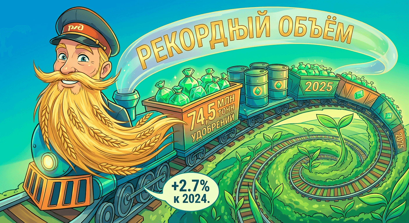 РЖД перевезли в 2025 году рекордный объем удобрений