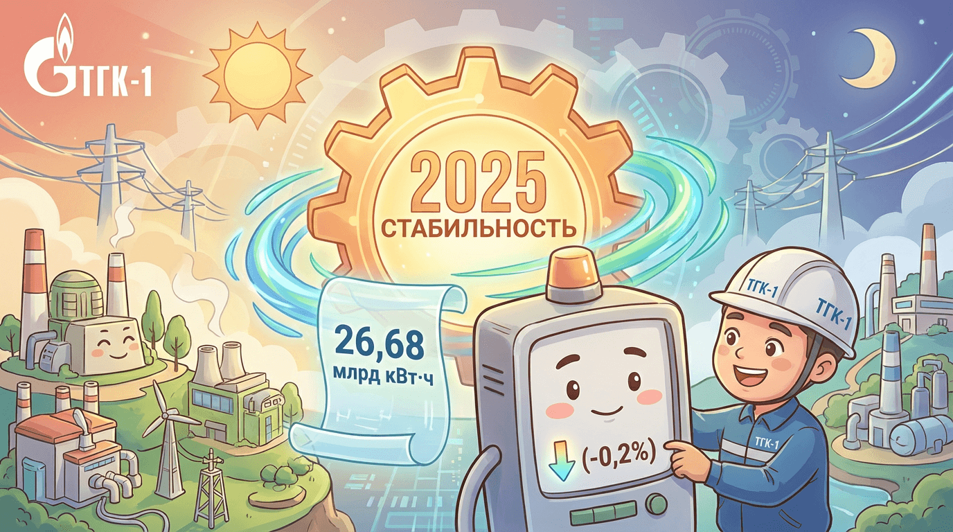 Объем производства электроэнергии ТГК-1 за 2025 год снизился на 0,2%
