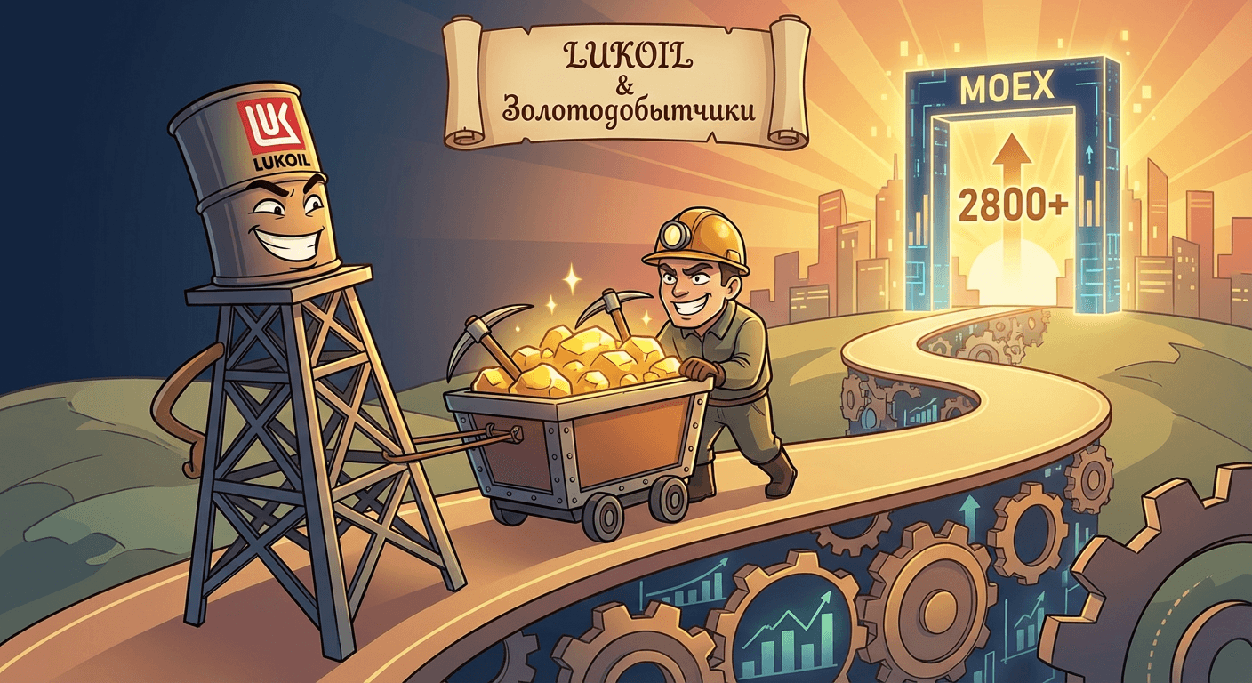 "ЛУКОЙЛ" и золотодобытчики возглавили роста рынка, индекс МосБиржи - выше 2800