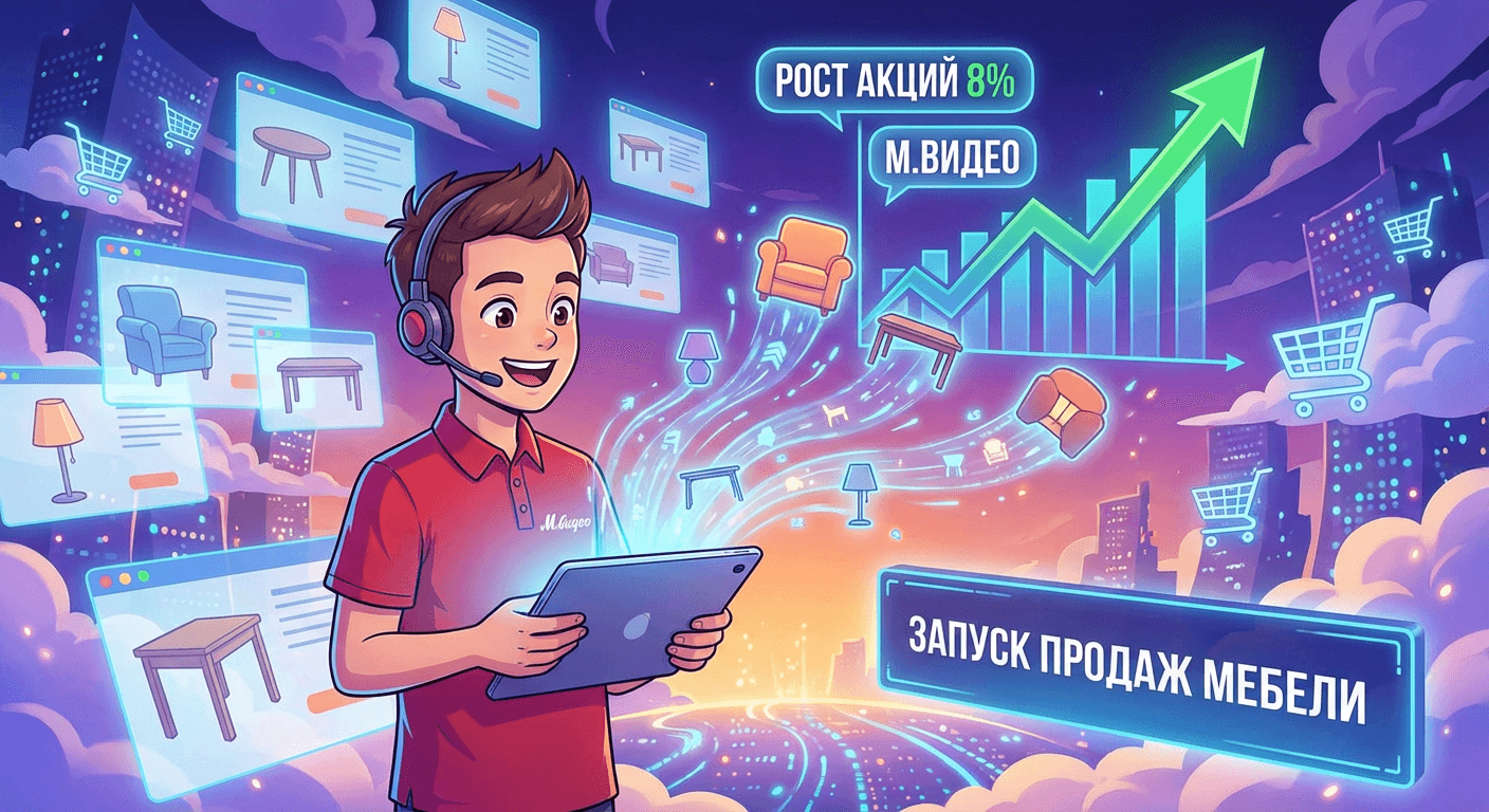 Акции "М.Видео" взлетели на 8% на фоне запуска продаж мебели