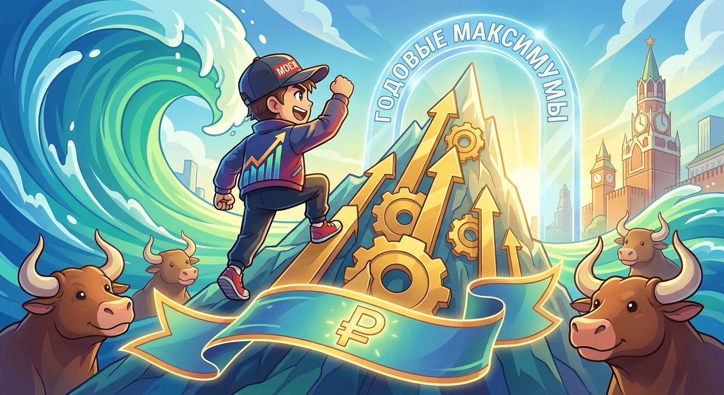 Индекс МосБиржи вышел на годовые максимумы