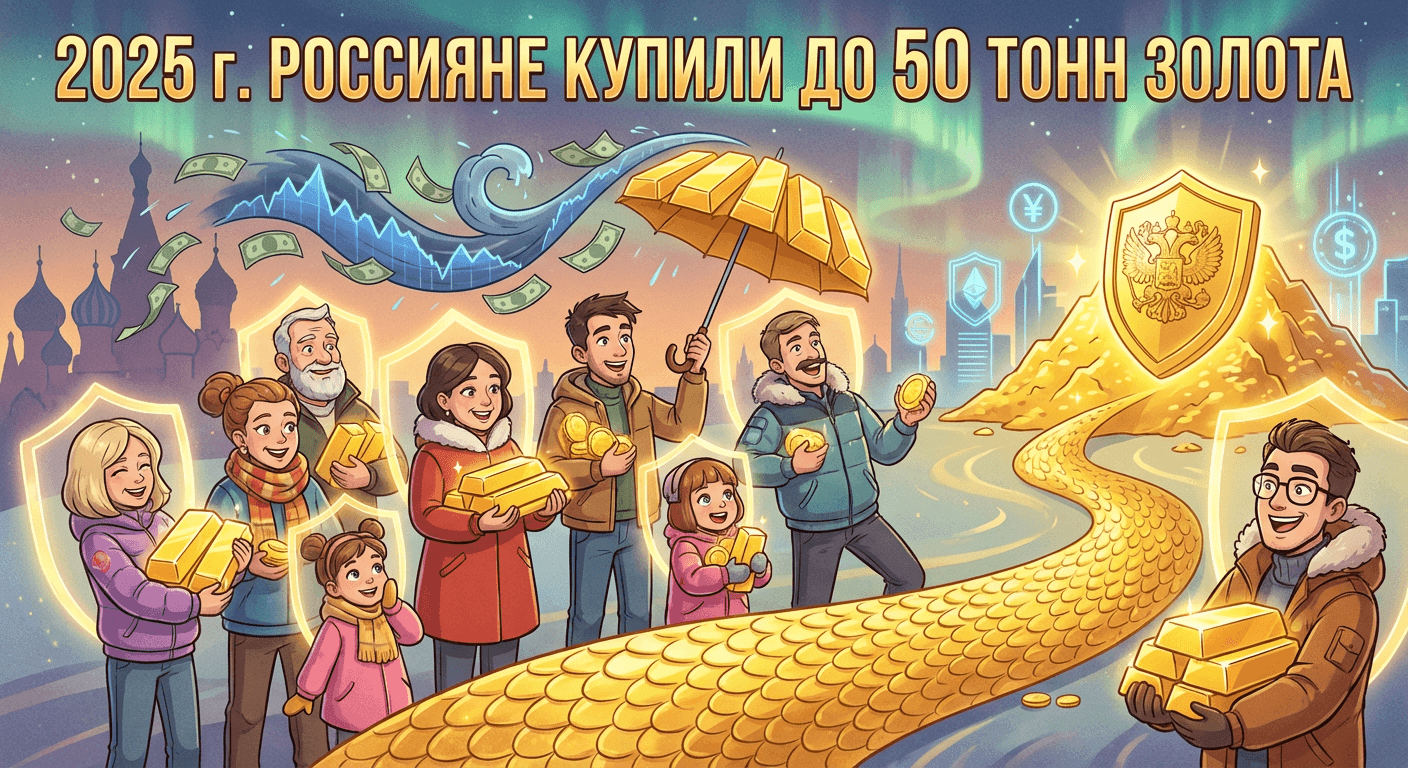 Россияне в 2025 году купили до 50 тонн физического золота