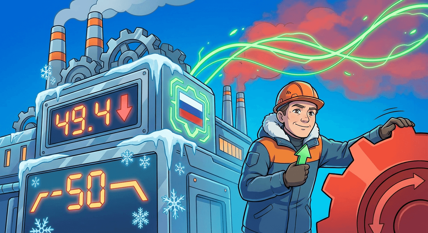 Индекс PMI обрабатывающих отраслей России в январе вырос до 49,4