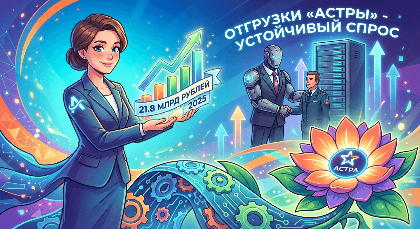 Отгрузки «Астры» выросли до 21,8 млрд рублей в 2025 году