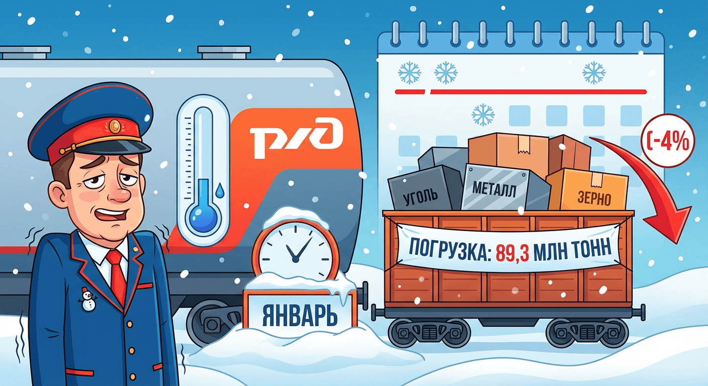 Погрузка на сети РЖД в январе составила 89,3 млн тонн