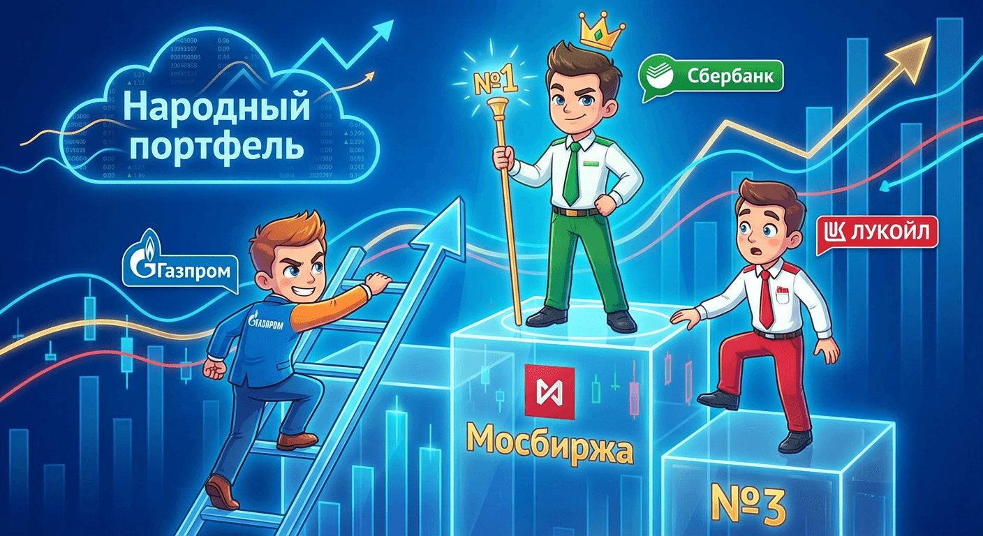 «Газпром» поднялся на второе место в «народном портфеле» Мосбиржи, потеснив «ЛУКОЙЛ»