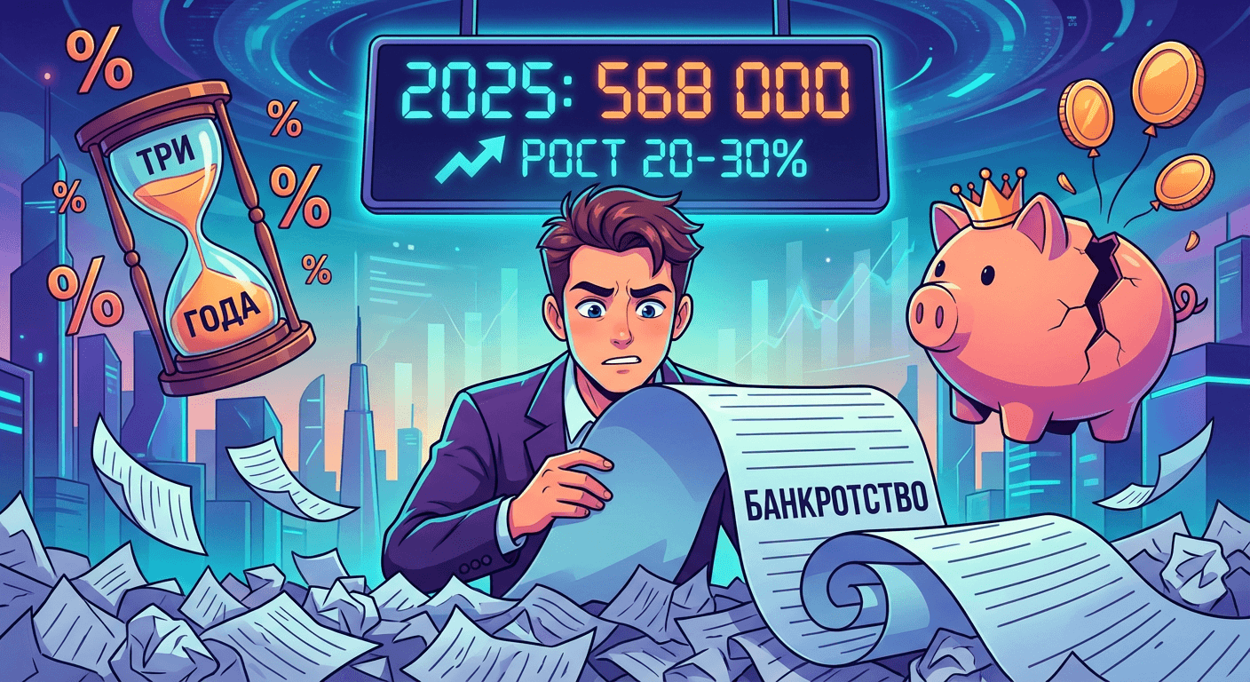 В 2025 году почти 568 тысяч россиян признаны банкротами по решению суда