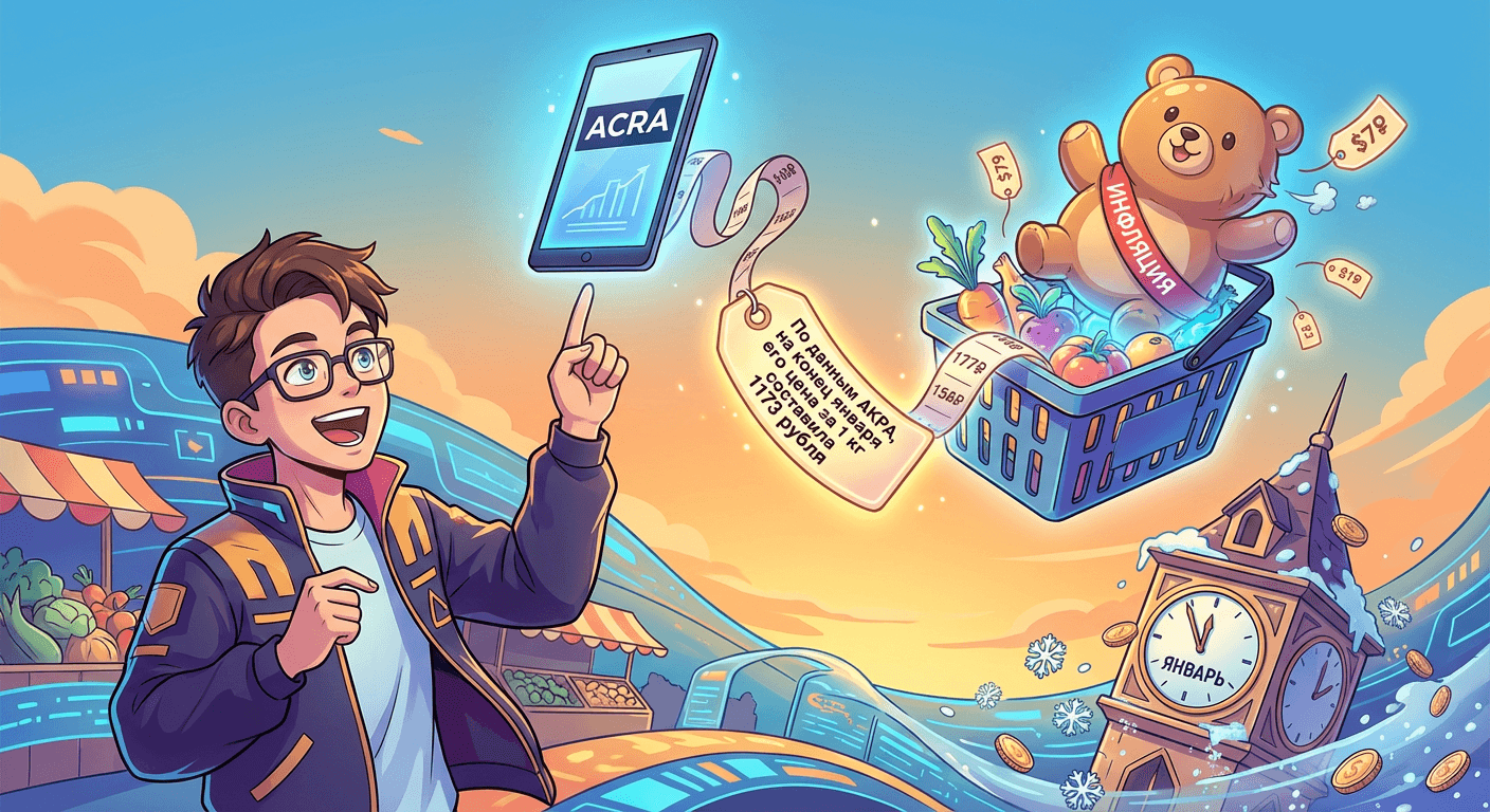 По данным АКРА, на конец января его цена за 1 кг составила 1173 рубля