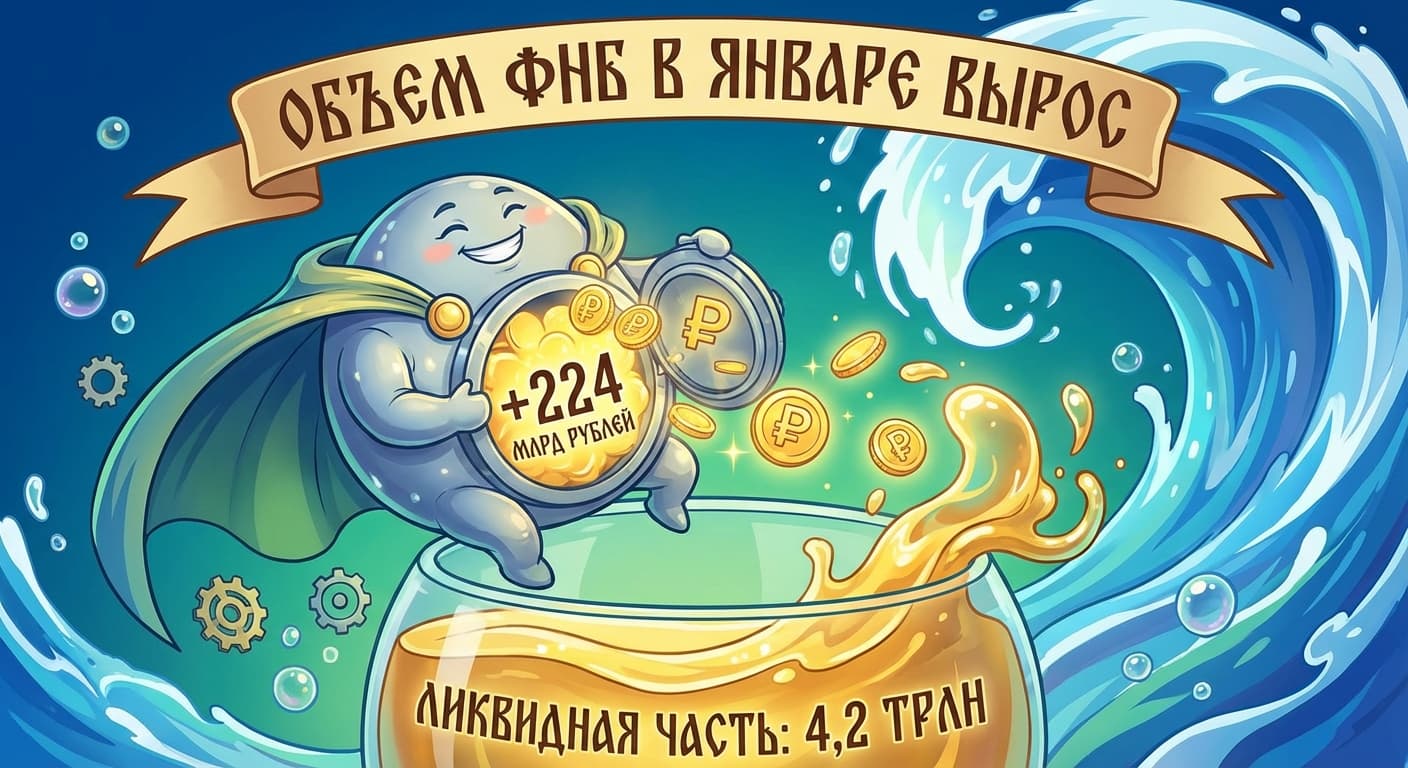 Объем ФНБ в январе вырос на 224 млрд рублей