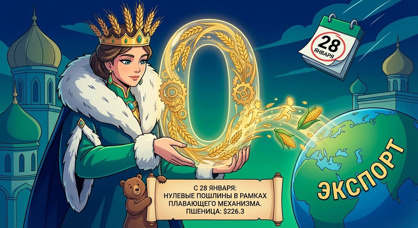 Экспортные пошлины на пшеницу, ячмень и кукурузу в России останутся нулевыми с 28 января