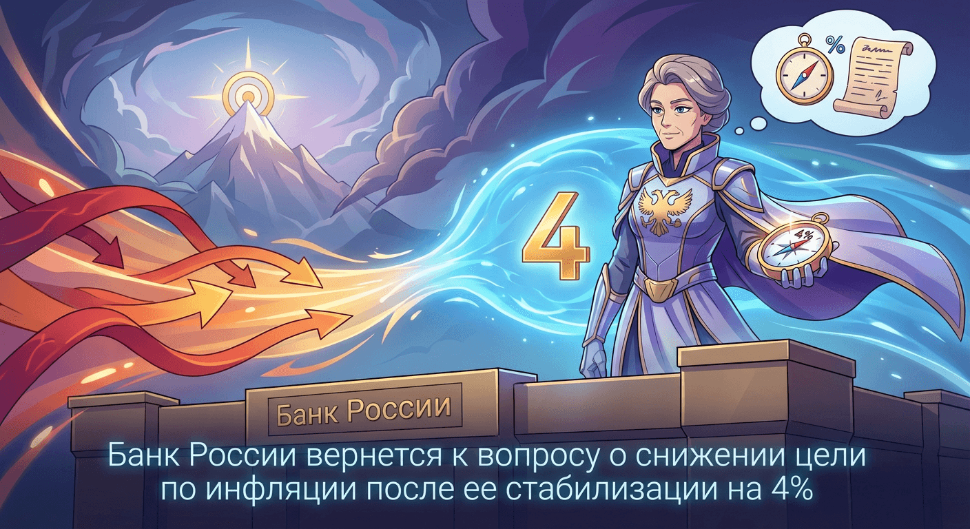 Банк России вернется к вопросу о снижении цели по инфляции после ее стабилизации на 4%