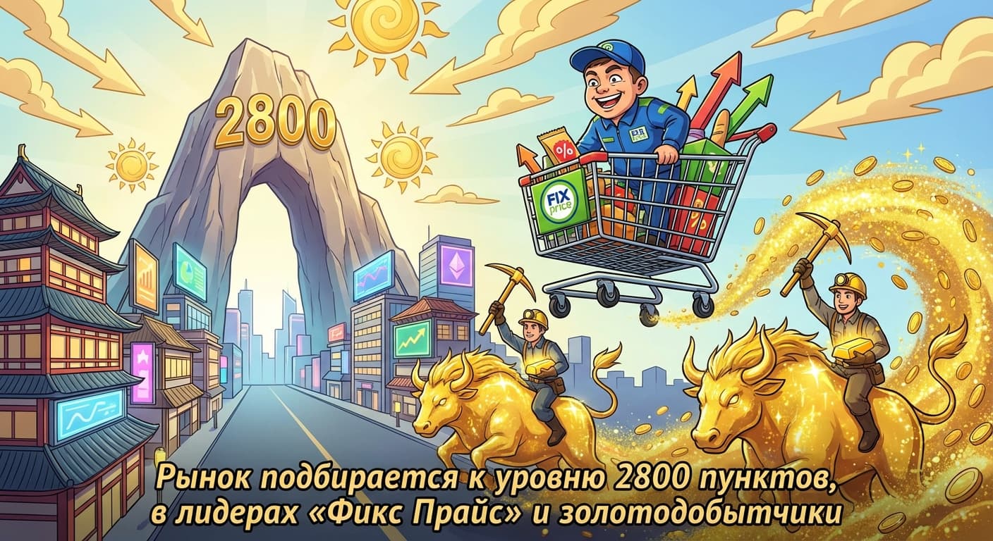 Рынок подбирается к уровню 2800 пунктов, в лидерах «Фикс Прайс» и золотодобытчики