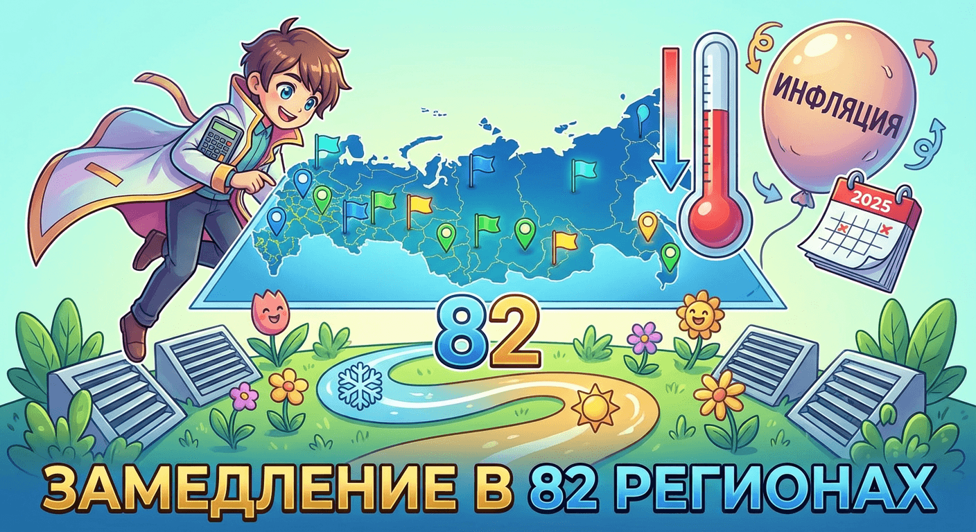 Инфляция в 2025 году замедлилась в 82 российских регионах
